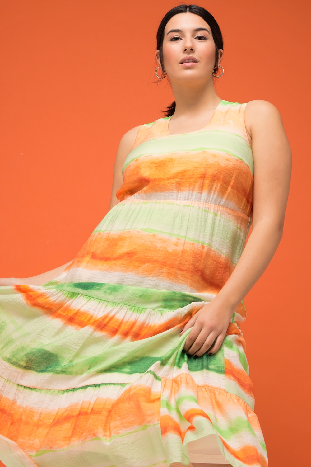 Große Größen Maxikleid, Damen, orange, Größe: 42/44, Polyester/Viskose/Synthetische Fasern, Studio Untold