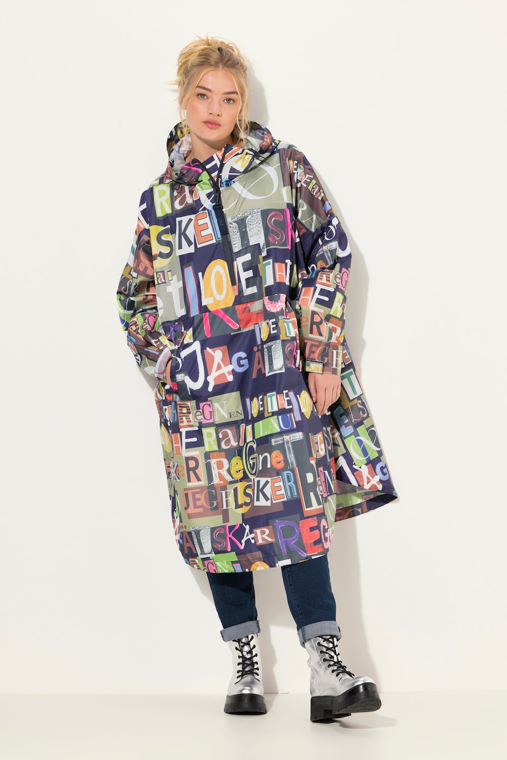 Funktions-Regencape, Unisex, Print, Kapuze