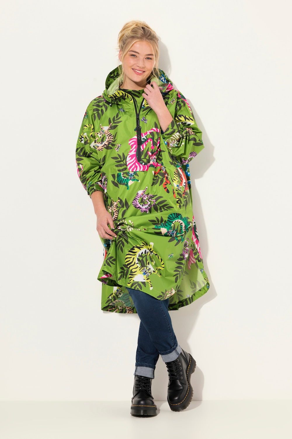 Große Größen Funktions-Regencape, Damen, grün, Größe: One Size, Polyester, LAURASON