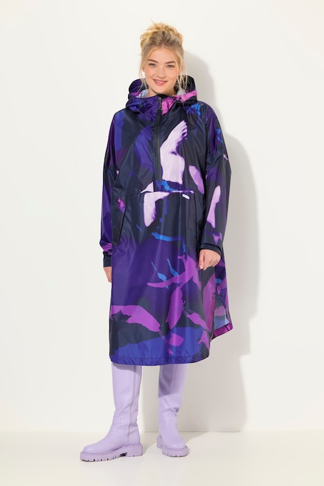 Functionele regencape, unisex, print, capuchon