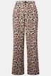 Pantalon taille haute à jambes larges et taille partiellement élastique. Imprimé léopard