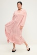 Maxikleid, A-Line, Krawattenprint, Hemdkragen, Langarm
