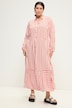Maxikleid, A-Line, Krawattenprint, Hemdkragen, Langarm