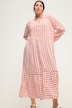 Maxikleid, A-Line, Krawattenprint, Hemdkragen, Langarm