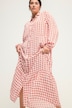 Maxikleid, A-Line, Krawattenprint, Hemdkragen, Langarm