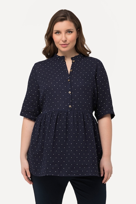 Bellieva Polka Dot Button Down 3/4 Sleeve A-Line Blouse