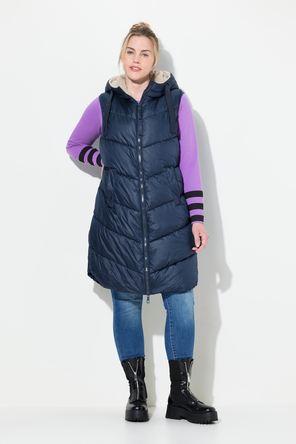 Große Größen Steppweste, Damen, blau, Größe: XXL, Polyester, LAURASON