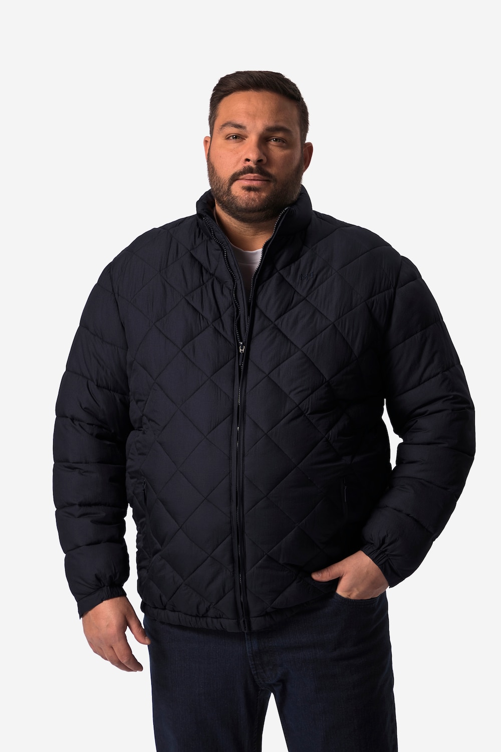 Stora storlekar Quiltad jacka, Her, blå, storlek: XL, Polyester/Syntetfibrer, Men Plus