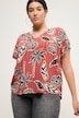 Blusenshirt, oversized, Palmen Print, V-Ausschnitt