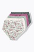 Midi-slips, set van 5, bloemen/effen