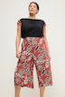 Beach Print Elastic Waist Culottes