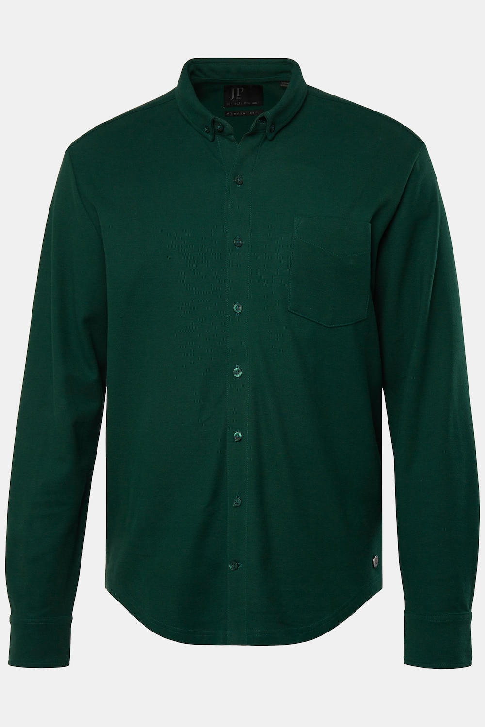 Chemise JP 1880 en piqué à carreaux. Manches longues et col à pointes boutonnées (petits boutons), coupe Modern Fit - jusqu'au 8 XL