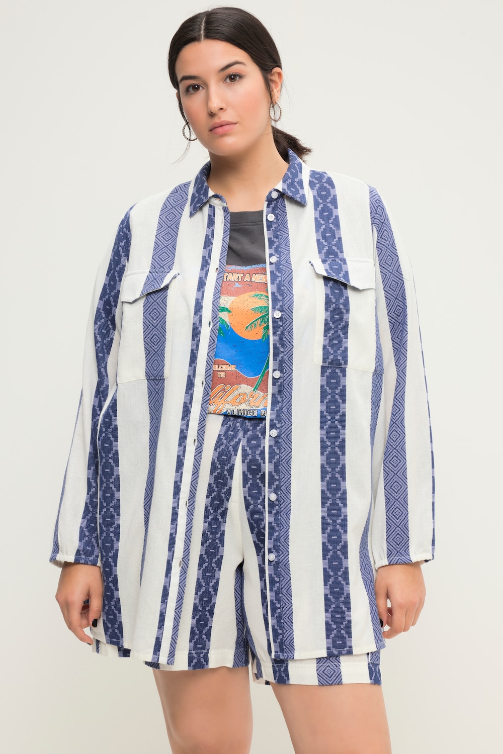 Thumbnail - Große Größen Hemdbluse, Damen, blau, Größe: 46/48, Baumwolle, Studio Untold