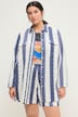 Skjortebluse med wide shape, striber og bryslommer, lange ærmer