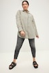 Shirtblouse, oversized, strepen, overhemdkraag, lange mouwen