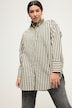 Shirtblouse, oversized, strepen, overhemdkraag, lange mouwen