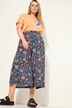 Culotte, wijde pijpen, paisleyprint, elastische tailleband