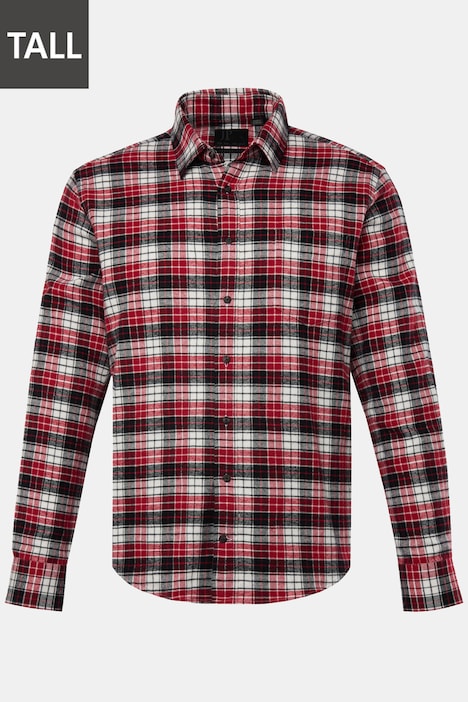 Chemise JP 1880 en flanelle à carreaux, manches longues et col Kent, coupe Modern Fit - jusqu'au 8&nbsp;XL