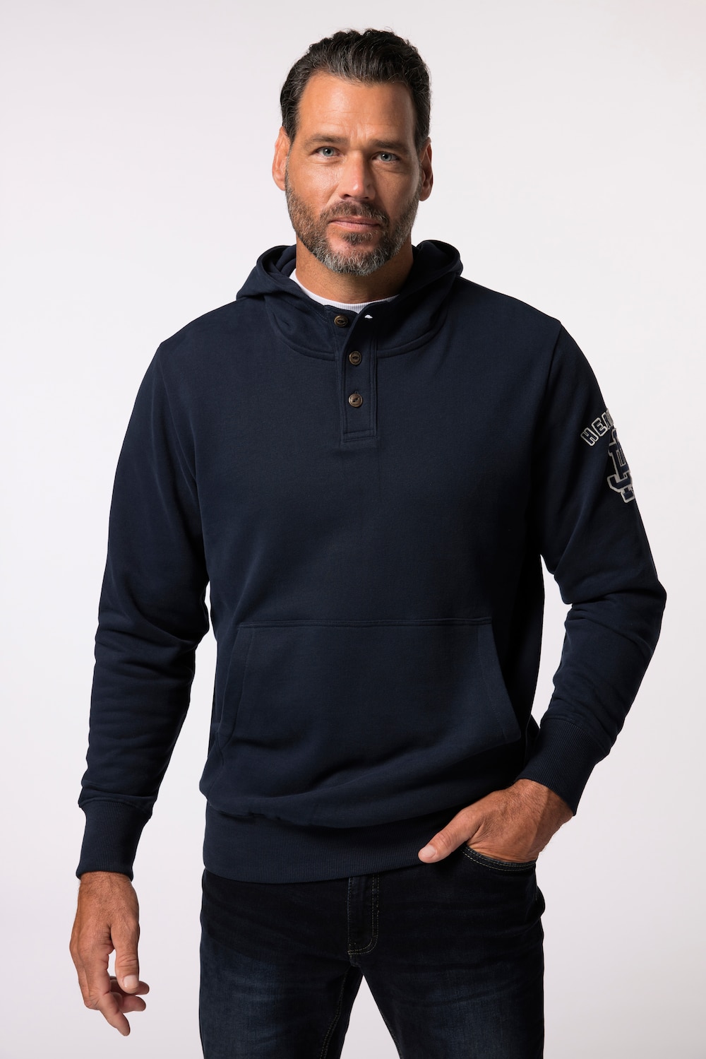 Große Größen Hoodie, Herren, blau, Größe: XXL, Baumwolle, JP1880