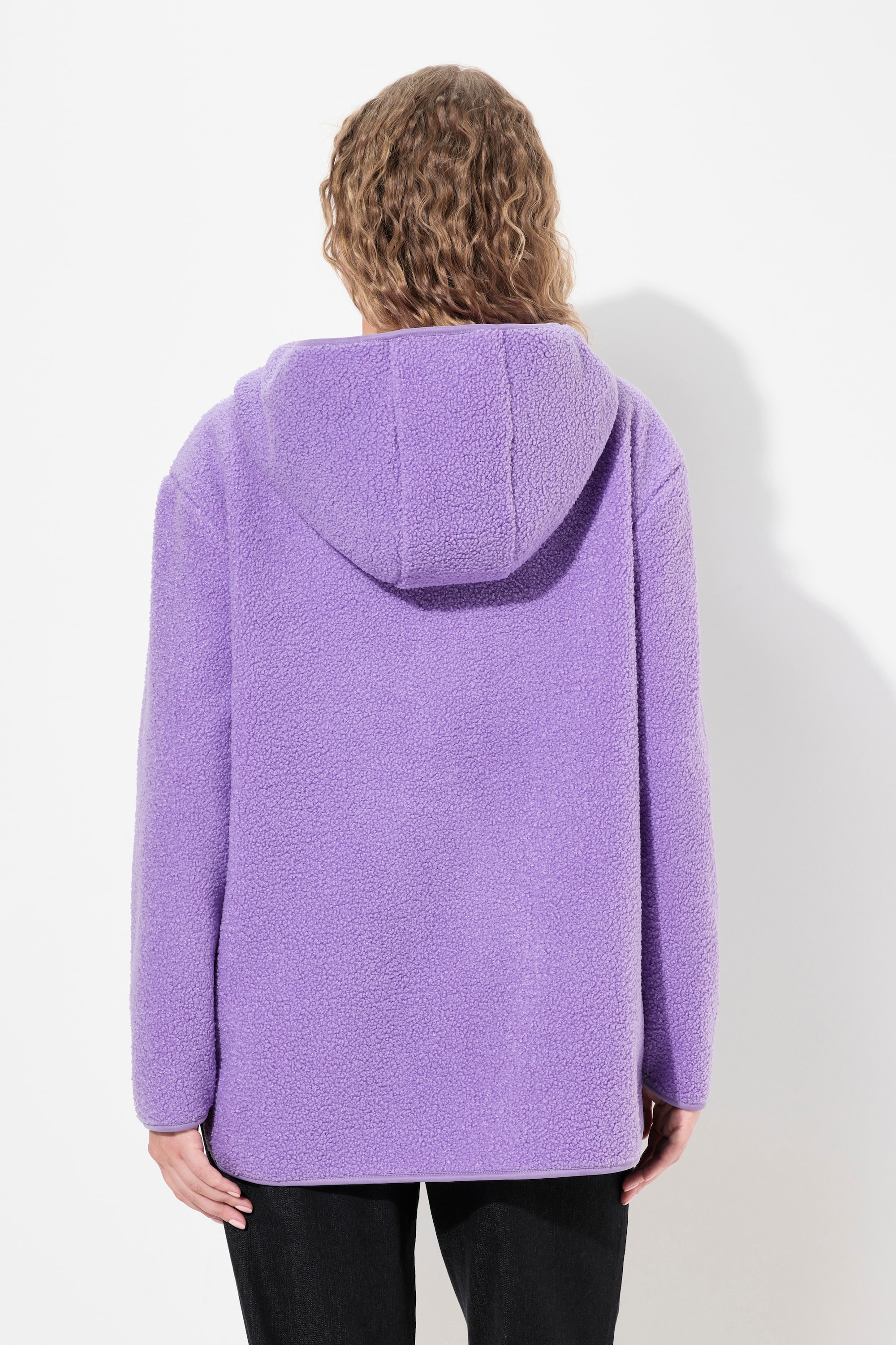 Ulla Popken Damen große Größen Teddypullover Plüsch Kapuze Langarm 831535