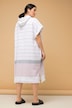 Badekjole med kappe, boxy-shape, stribet frotté, med hætte og frynser
