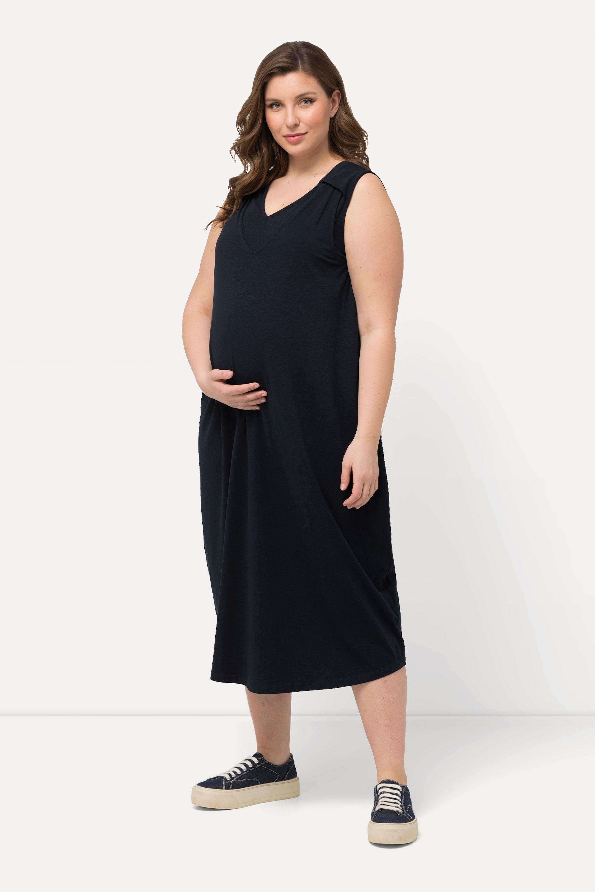 Ulla Popken Damen große Größen Bellieva Kleid Stillfunktion Jersey Wickeloptik