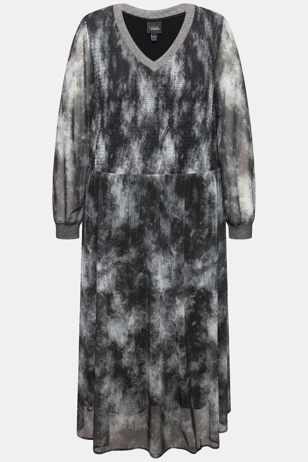 Stora storlekar Midiklänning med smock, Dam, svart, storlek: 46/48, Polyester/Viskos, Ulla Popken