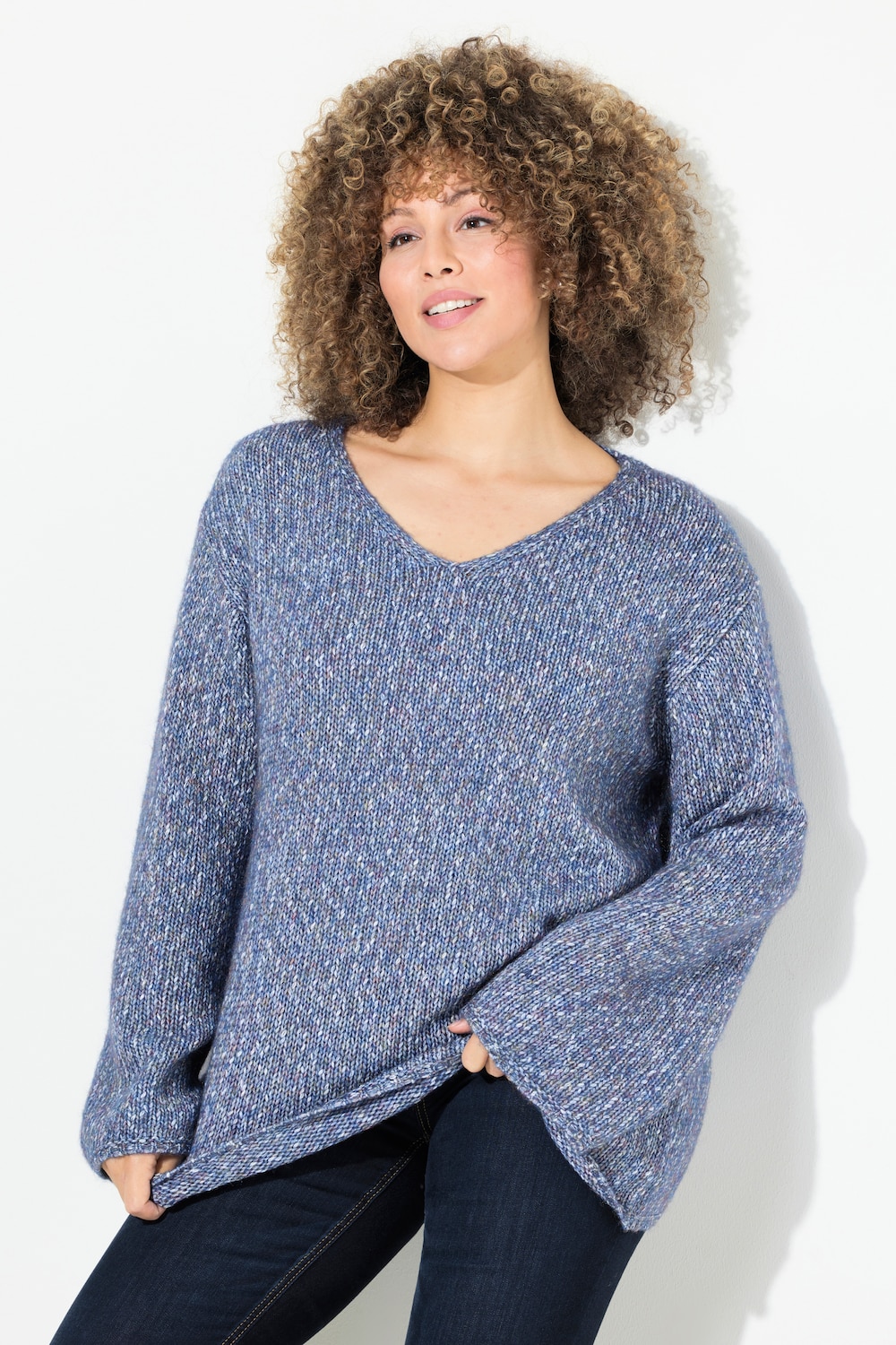 Große Größen Pullover, Damen, blau, Größe: 46/48, Polyester/Synthetische Fasern, Ulla Popken