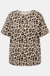 T-Shirt, oversized, luipaardprint, ronde hals, korte mouwen