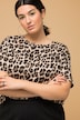 T-Shirt, oversized, luipaardprint, ronde hals, korte mouwen
