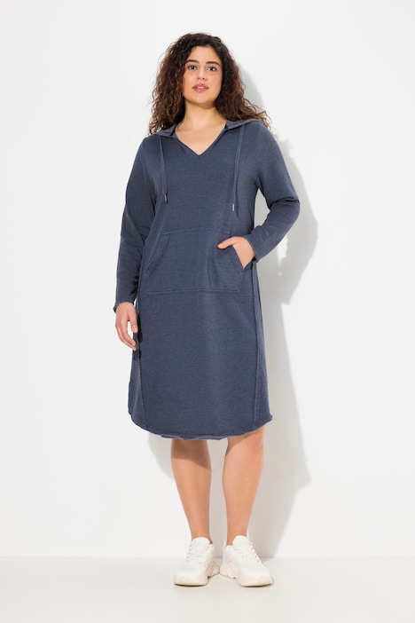 Raw Hem Hooded Sweatshirt Dress