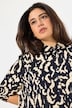 Bluse, oversized, skjortekrage, 3/4 ermer, lengre bak