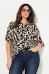 Bluse, oversized, skjortekrage, 3/4 ermer, lengre bak