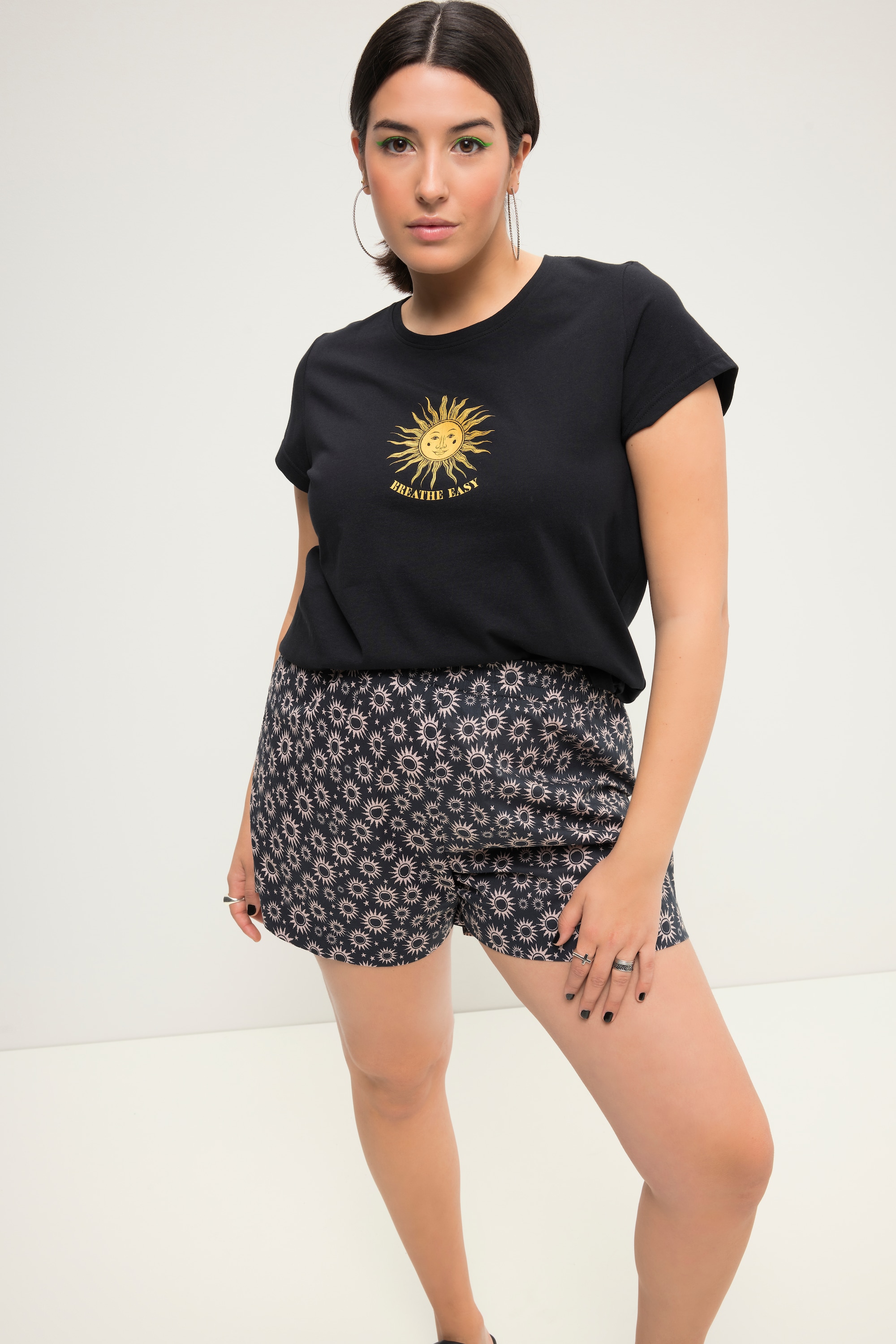 Studio Untold Damen große Größen T Shirt Classic Shape Sun Print Rundhals