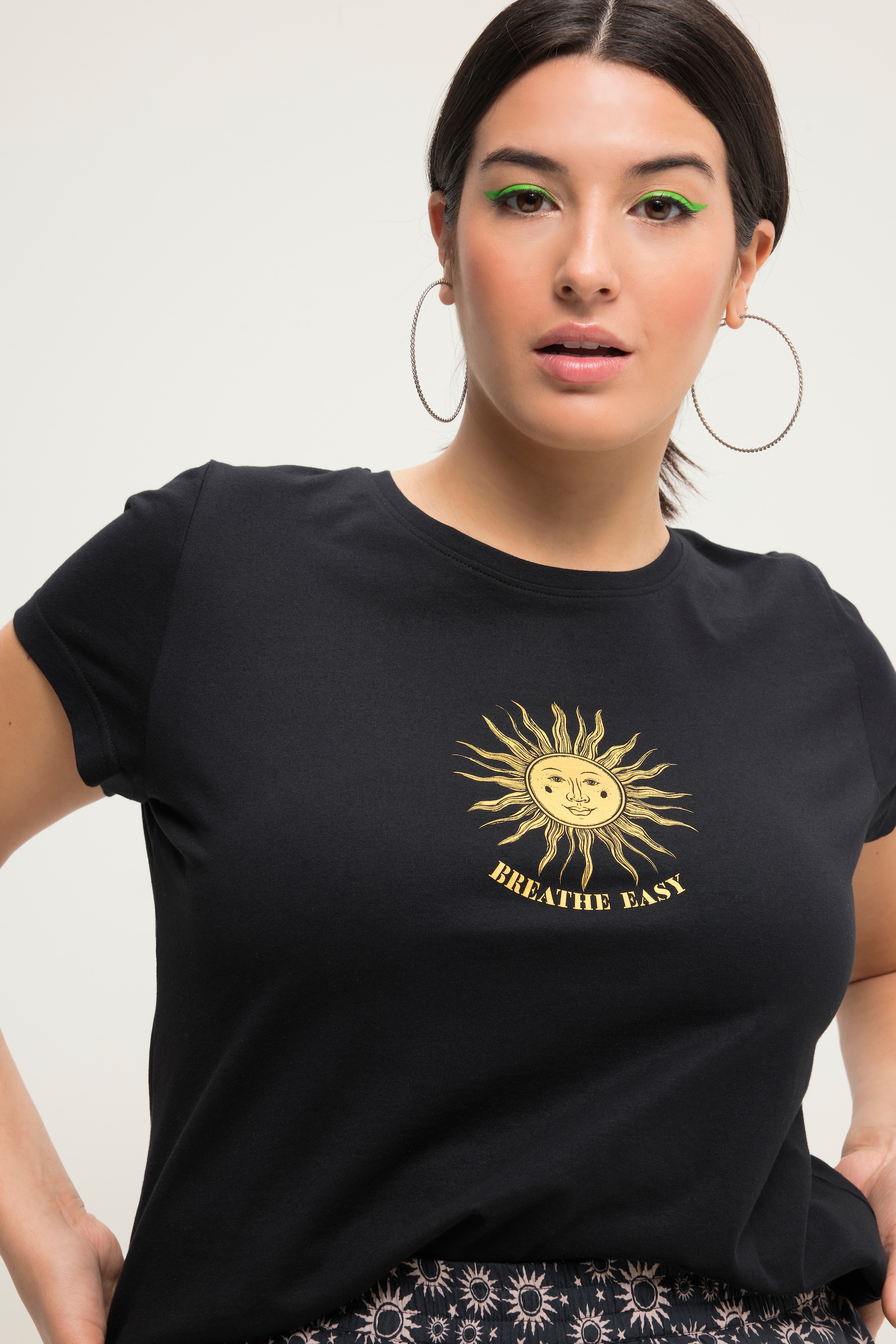 Studio Untold Damen große Größen T Shirt Classic Shape Sun Print Rundhals