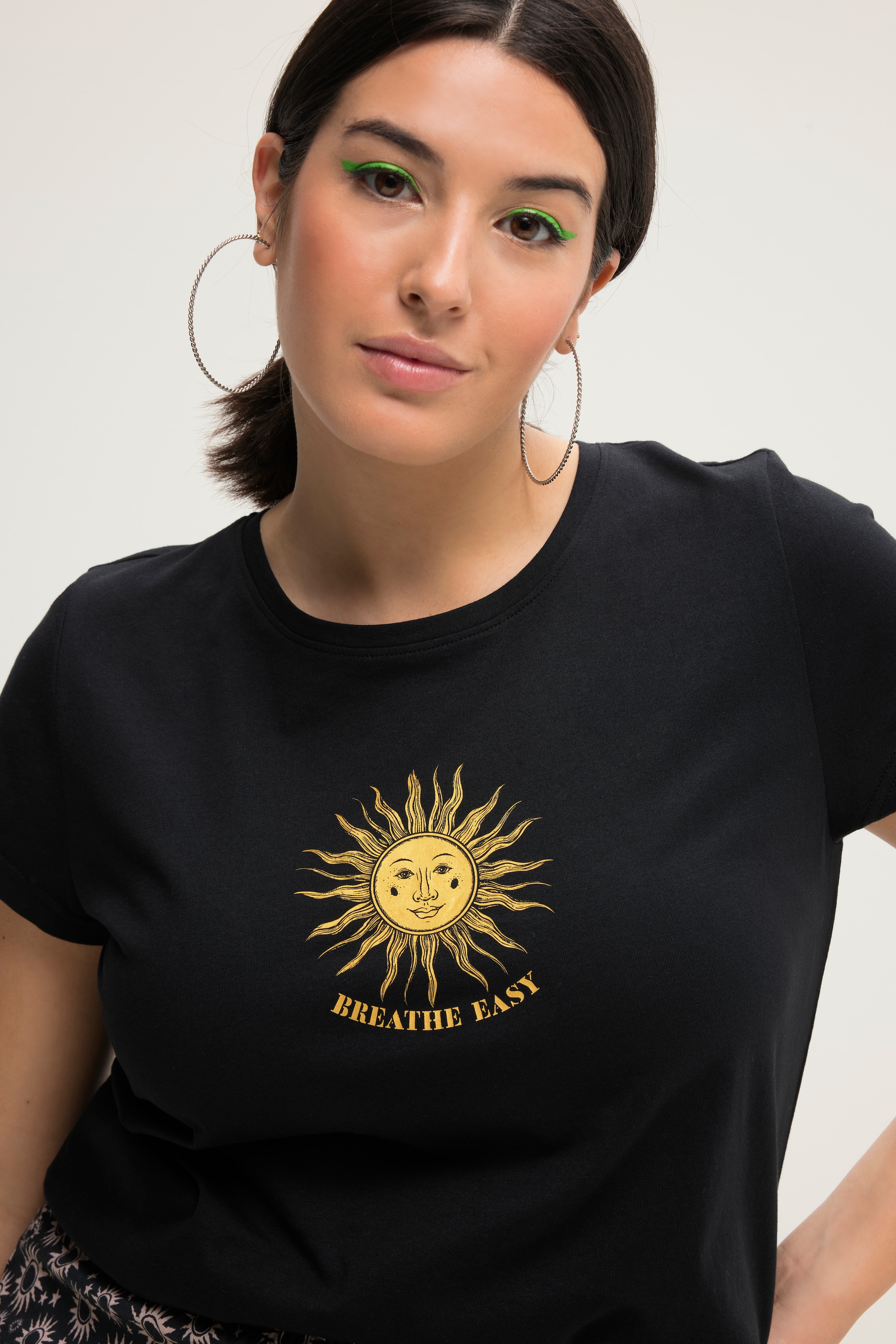 Studio Untold Damen große Größen T Shirt Classic Shape Sun Print Rundhals