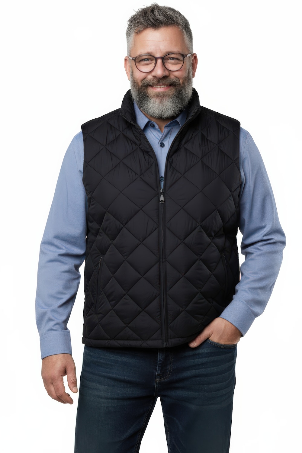 Stora storlekar Quiltad väst, Her, blå, storlek: XL, Polyester/Syntetfibrer, Men Plus