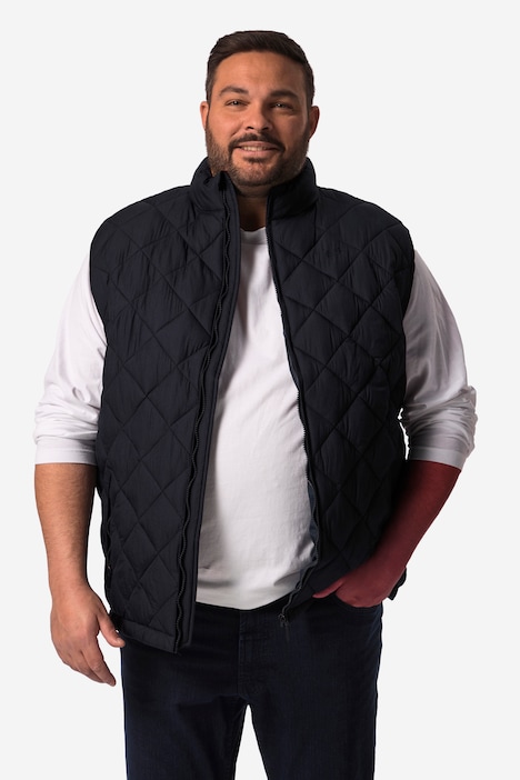 Men+ doorgestikte bodywarmer, opstaande kraag, tot 8 XL