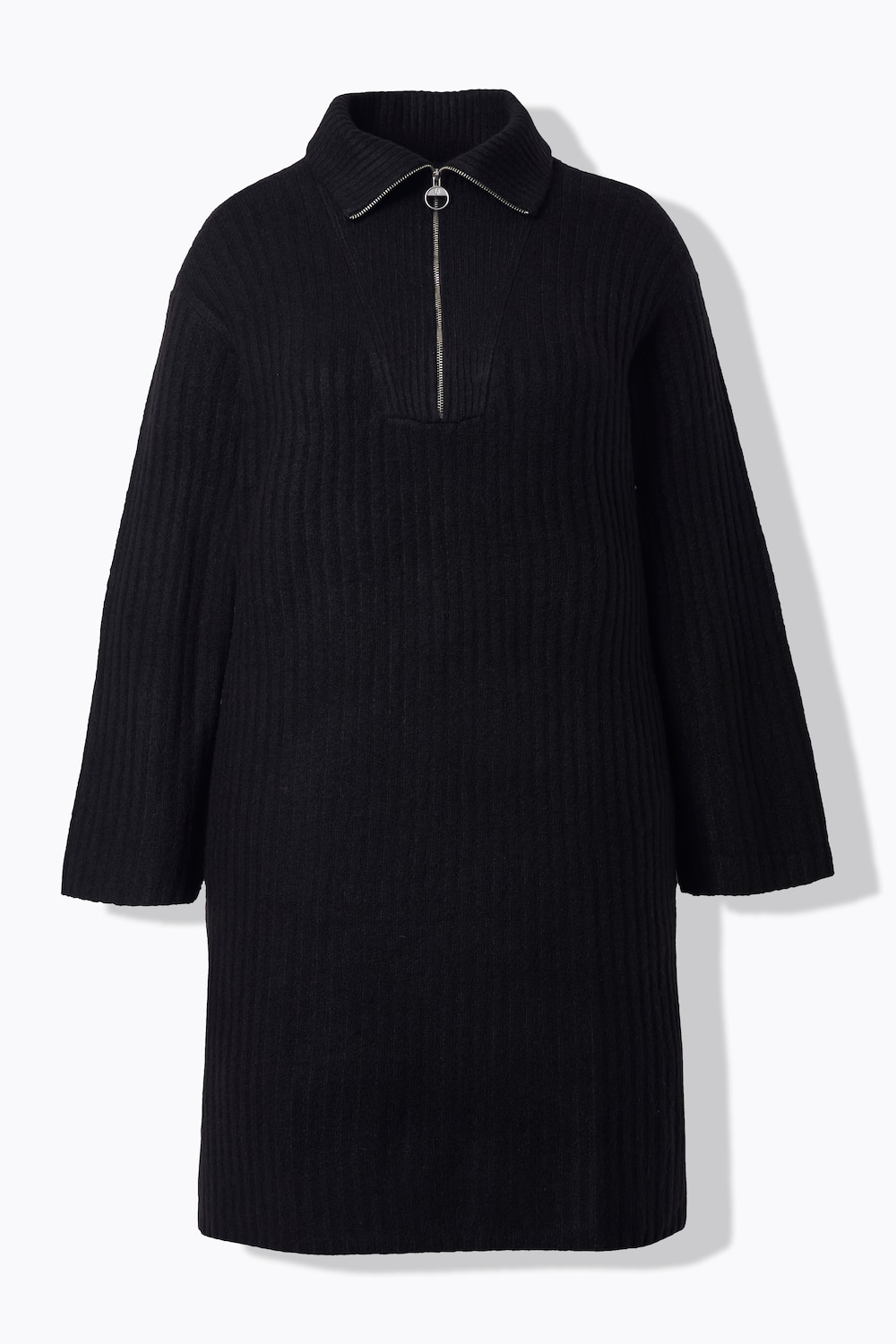 Stora storlekar Stickad klänning, Dam, svart, storlek: 46/48, Syntetfibrer/Polyester, Ulla Popken