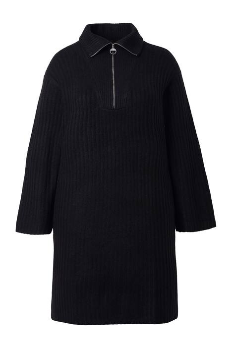 Úpletové šaty, A střih, žebrovaný úplet, troyer límeček, dlouhé rukávy