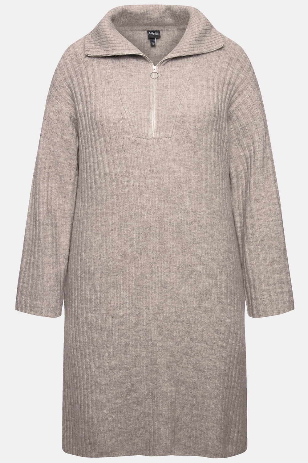 Stora storlekar Stickad klänning, Dam, beige, storlek: 46/48, Syntetfibrer/Polyester, Ulla Popken
