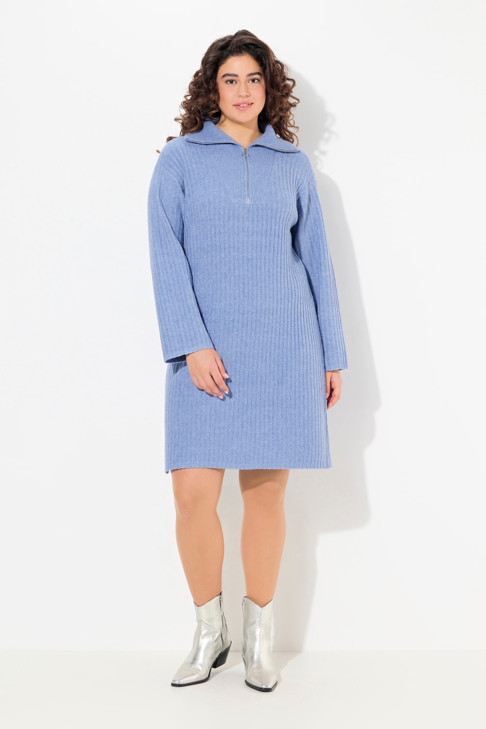 Große Größen Strickkleid, Damen, blau, Größe: 46/48, Synthetische Fasern/Polyester, Ulla Popken