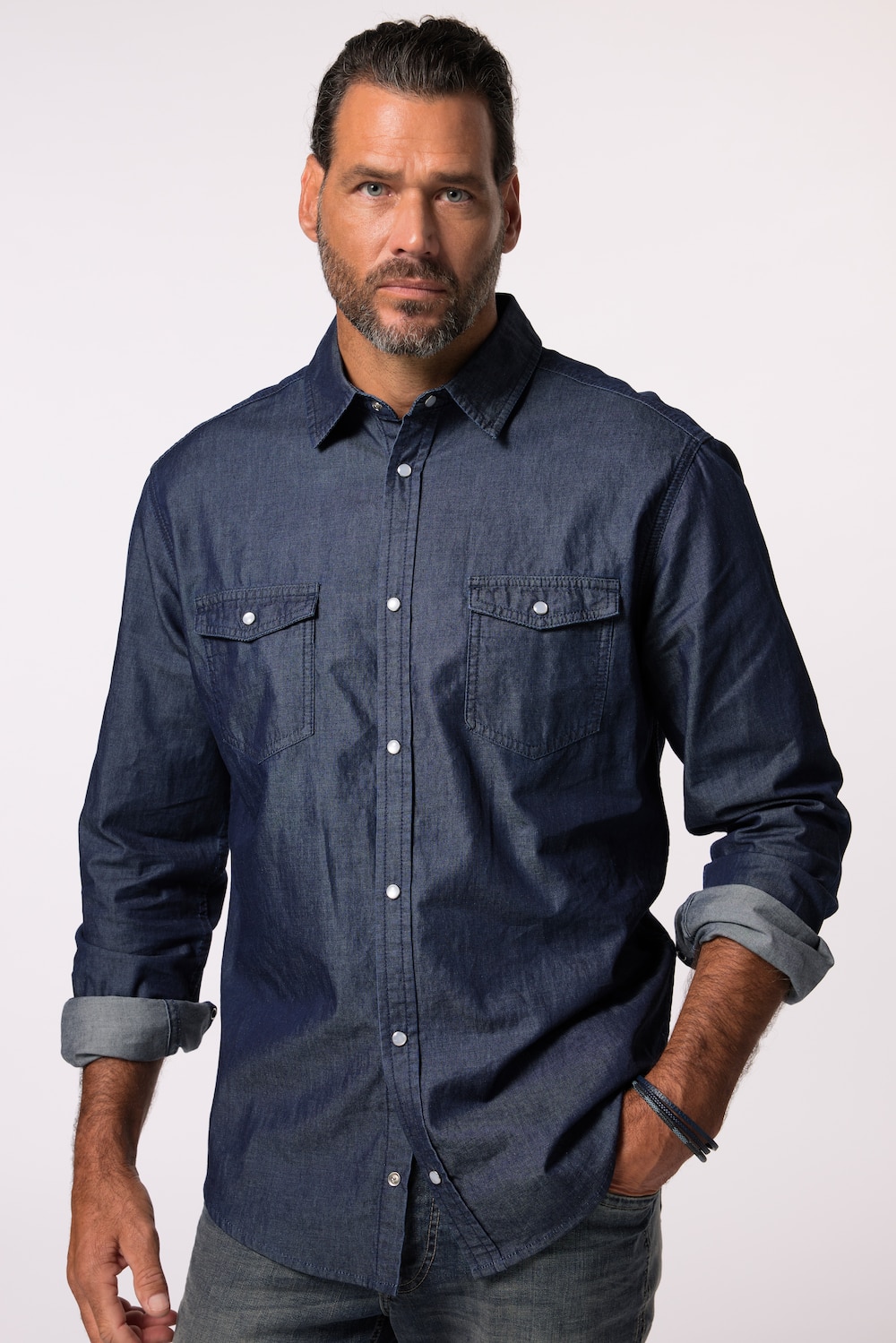 JP 1880 Jeanshemd, Langarm, Kentkragen, Modern Fit, bis 8 XL
