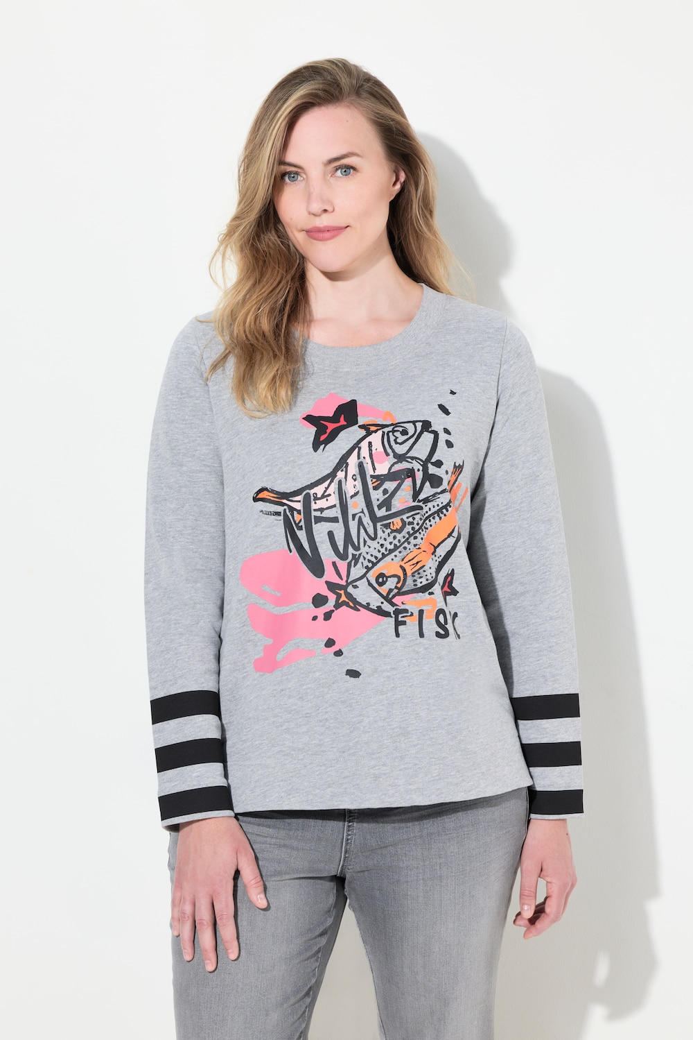 Große Größen Sweatshirt, Damen, grau, Größe: M, Baumwolle/Polyester, LAURASON