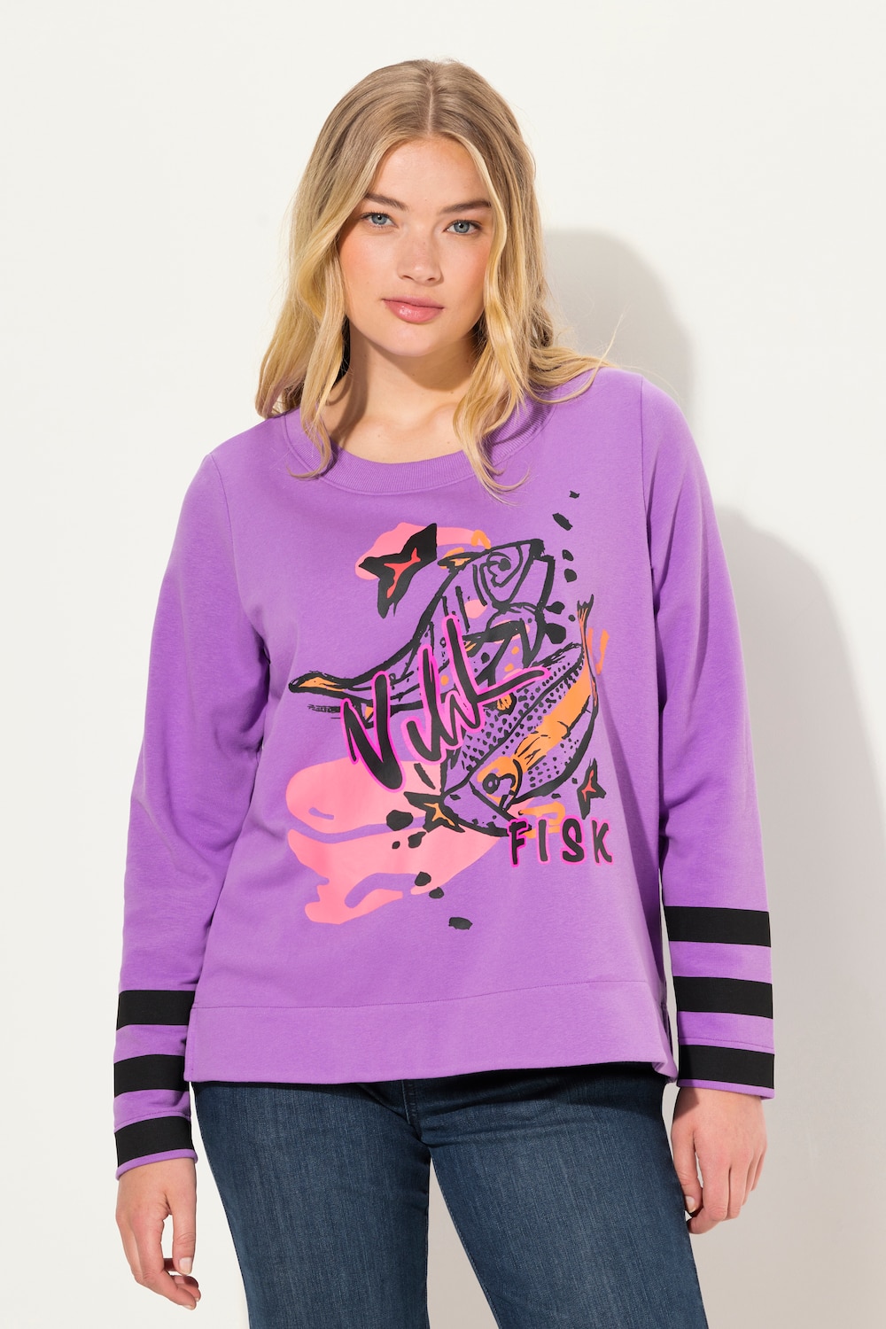 Große Größen Sweatshirt, Damen, lila, Größe: M, Baumwolle/Polyester, LAURASON