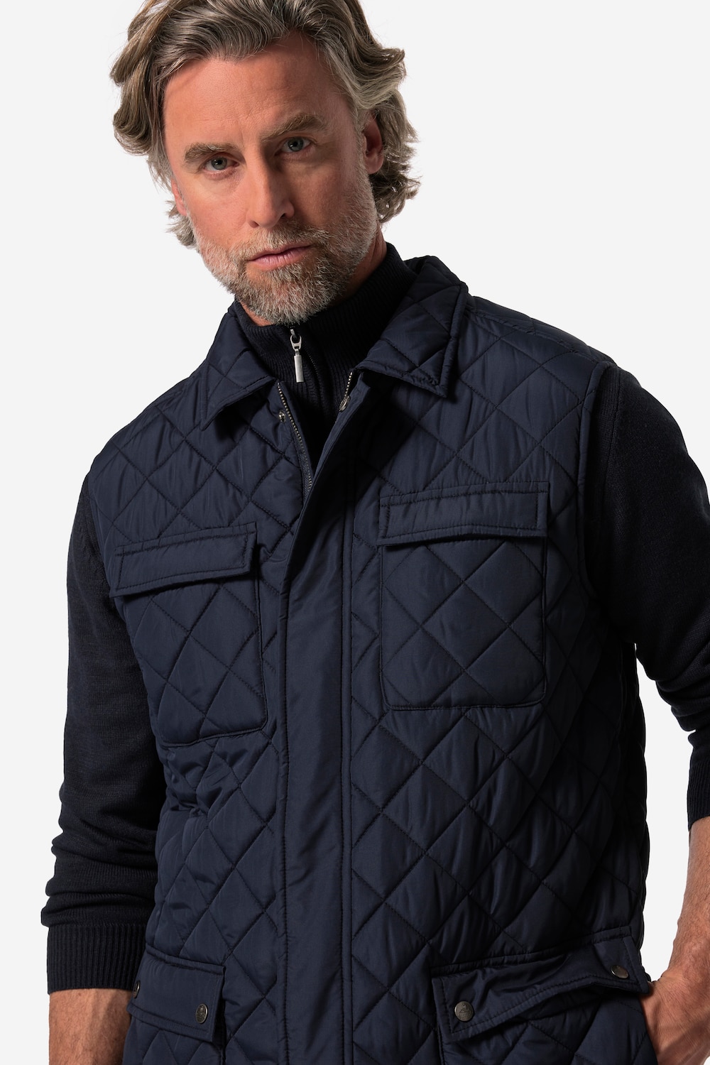 Stora storlekar Quiltad väst, Her, blå, storlek: 5XL, Polyester, Boston Park
