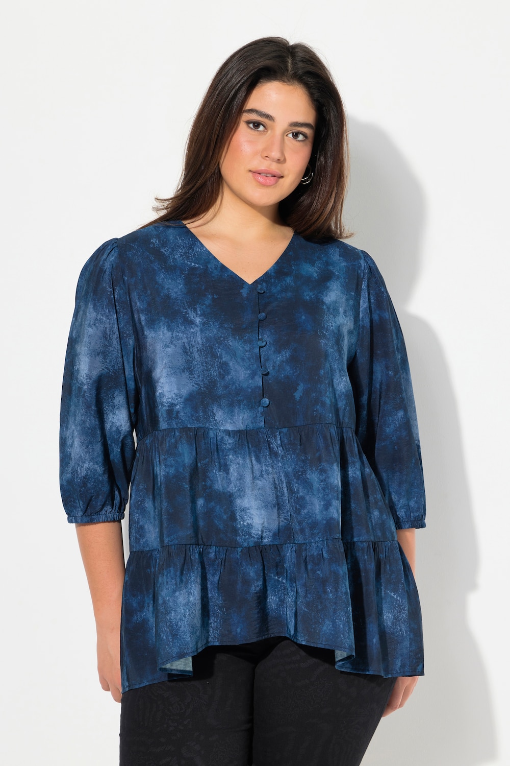 Große Größen Bluse, Damen, blau, Größe: 46/48, Viskose/Synthetische Fasern, Ulla Popken