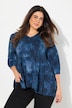 Bluse, batikktrykk, A-linje, V-hals, lange ermer