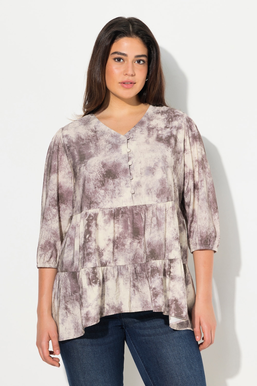 Große Größen Bluse, Damen, beige, Größe: 46/48, Viskose/Synthetische Fasern, Ulla Popken