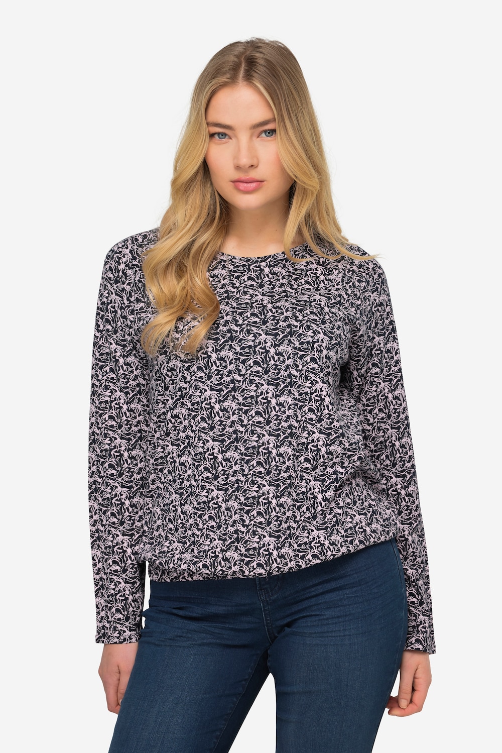 Große Größen Druckshirt, Damen, blau, Größe: M, Baumwolle/Synthetische Fasern, LAURASON